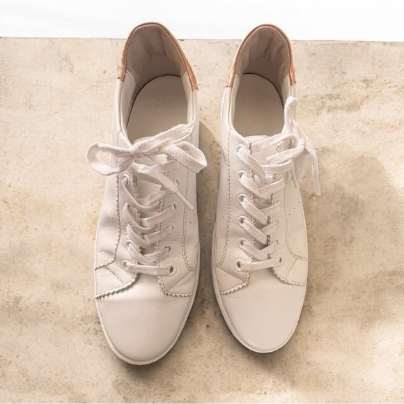 PAIGE White and Rose Gold Leather Platform Sneakers size 11 (run small) - Picture 3 of 16